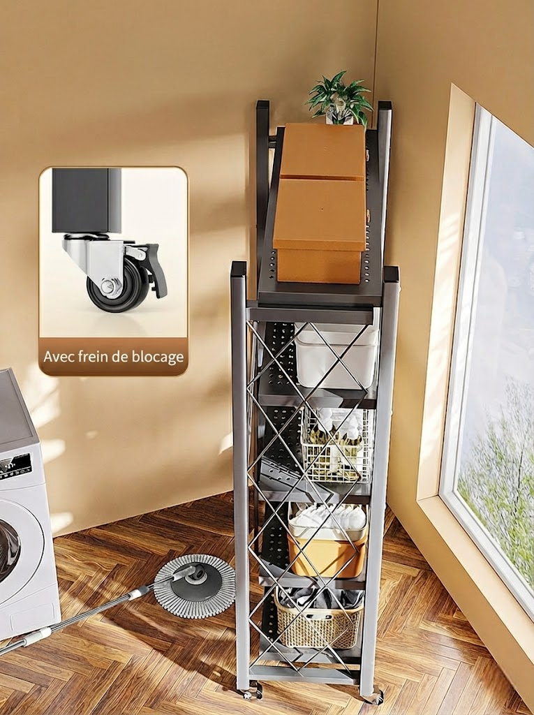 Étagère de Rangement Pliante en Acier