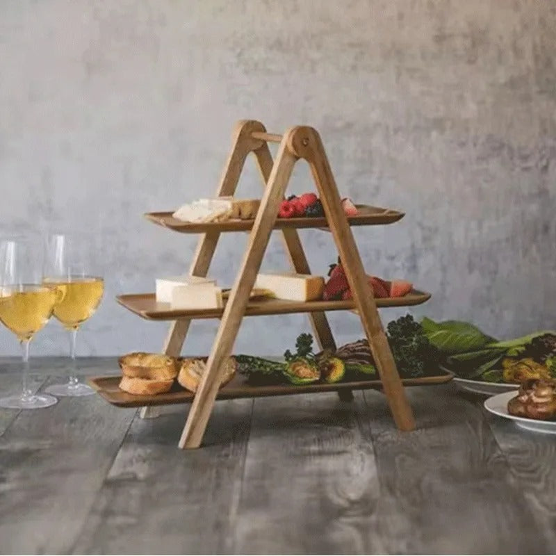 Plateau à étages en bois