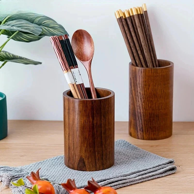Pot à ustensiles de cuisine en bois
