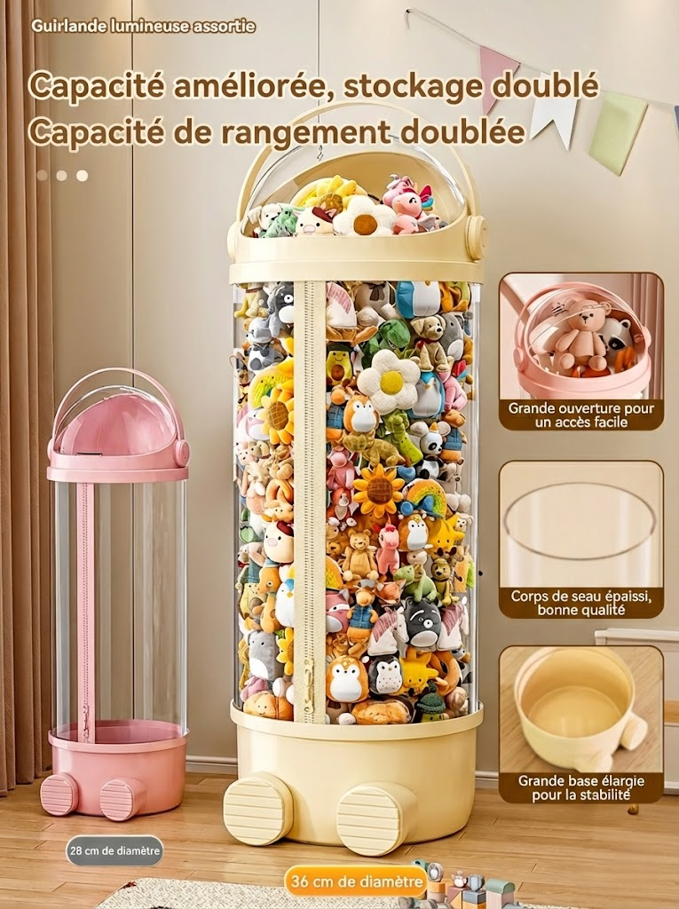 Tour de Rangement Transparente pour Peluches